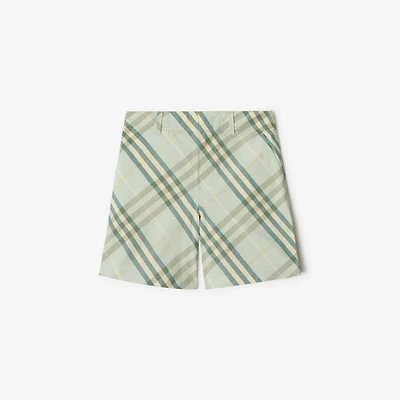 Check Cotton Shorts in Breeze | Burberry® Official