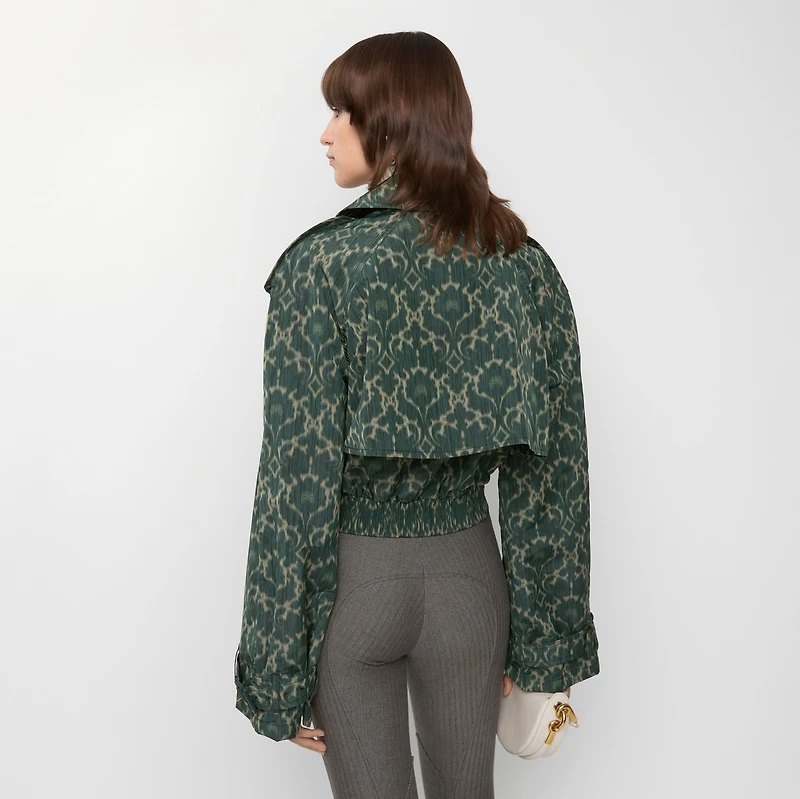 Cropped Baroque Viscose Blend Trench Jacket in Vine green - Women, Nylon | Burberry® Official
