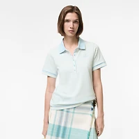 Striped Cotton Polo Shirt in Glacier blue - Women | Burberry® Official