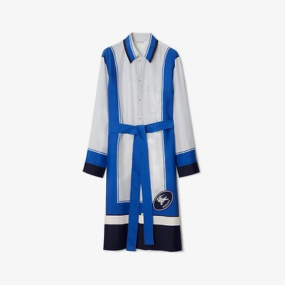 Knight Stamp Box Silk Shirt Dress in Ink - Women | Burberry® Official