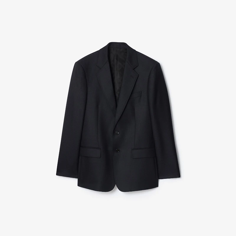 Check Wool Tailored Jacket in Tarmac grey/dark pewter grey - Men | Burberry® Official