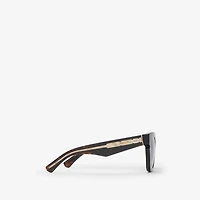 Inlaid Check Square Sunglasses in Tortoiseshell - Women | Burberry® Official