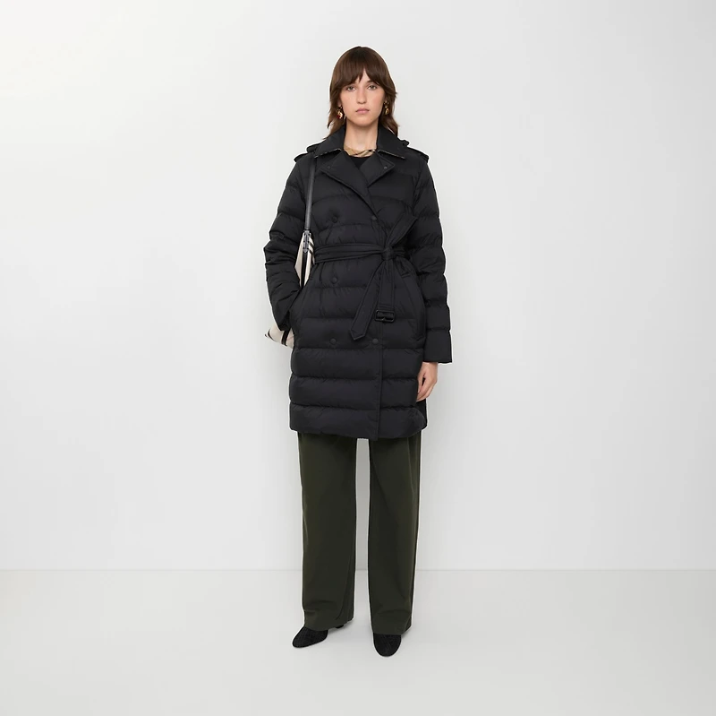 Mid-length Nylon Hooded Puffer Coat in Black - Women | Burberry® Official