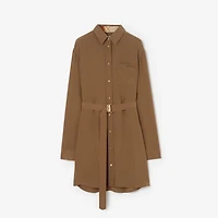 Silk Crepe de Chine Shirt Dress in Puddle brown - Women | Burberry® Official