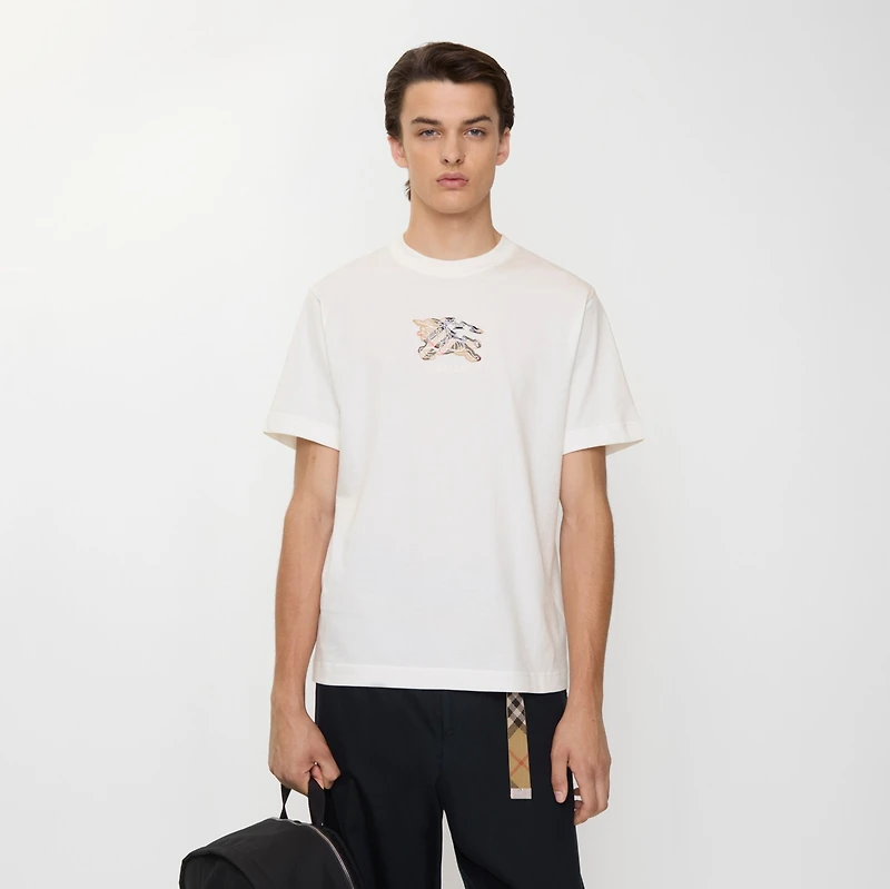 EKD Check Cotton T-shirt in Chalk white - Men | Burberry® Official