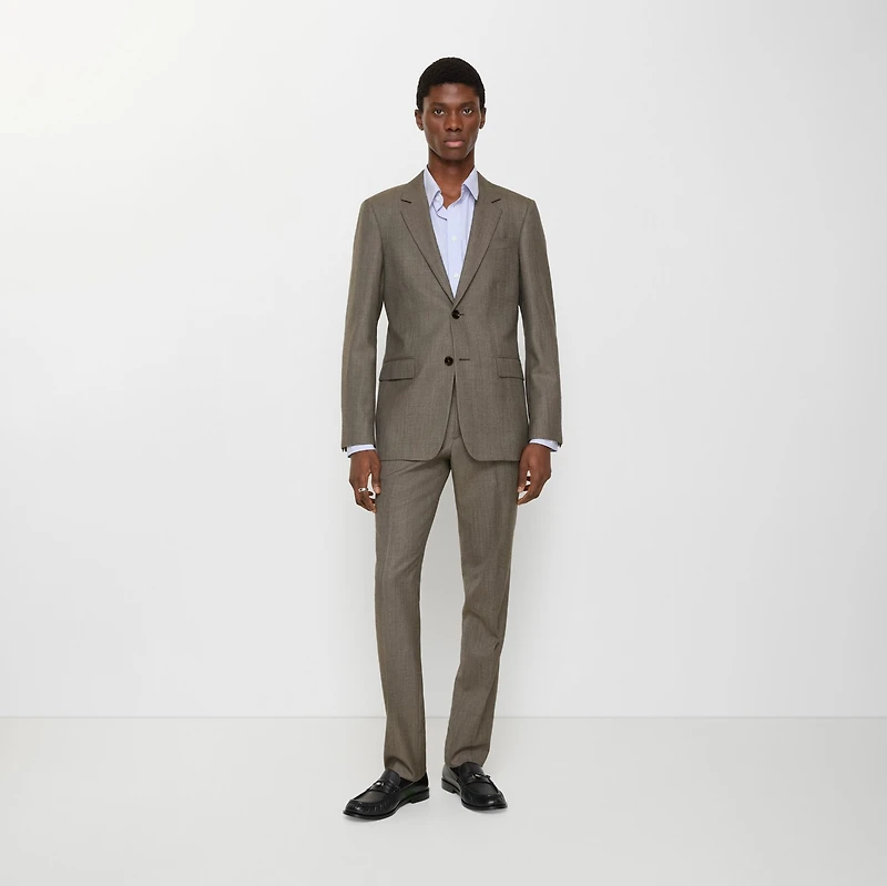 Sharkskin Wool Tailored Trousers in Soil brown/calico beige - Men | Burberry® Official
