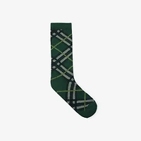 Check Cotton Blend Socks in Thicket green | Burberry® Official