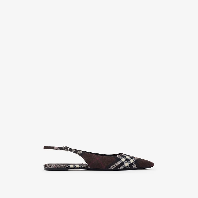 Check Dame Slingback Ballerinas in Mahogany brown - Women | Burberry® Official
