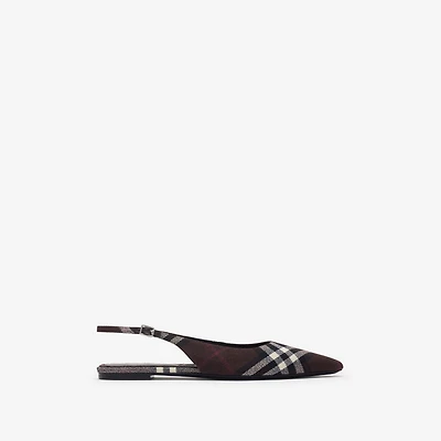 Check Dame Slingback Ballerinas​ in Mahogany brown - Women | Burberry® Official