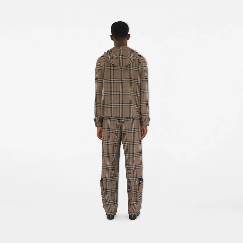 Check Silk Blend Cargo Trousers in Brush - Men | Burberry® Official