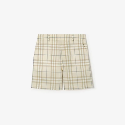 Check Cotton Shorts in Sesame beige | Burberry® Official