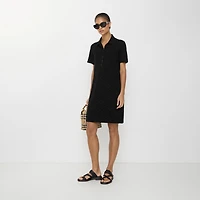 Check Wool Silk Polo Shirt Dress in Black - Women | Burberry® Official