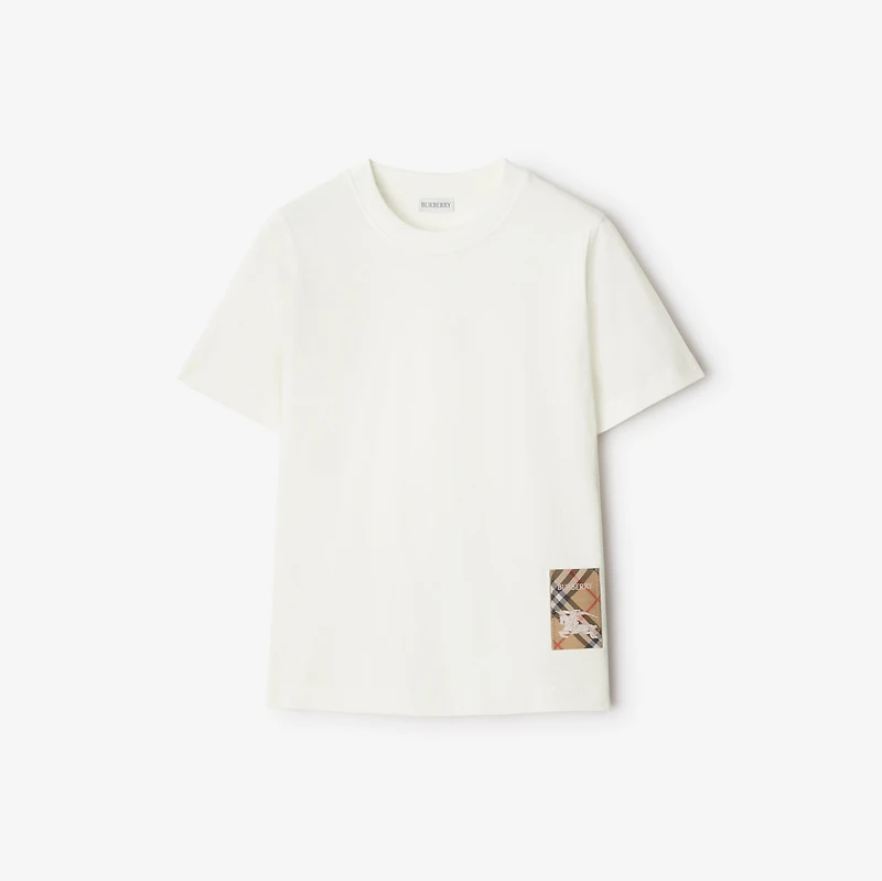 Check Label Cotton T-shirt in Chalk white - Women | Burberry® Official