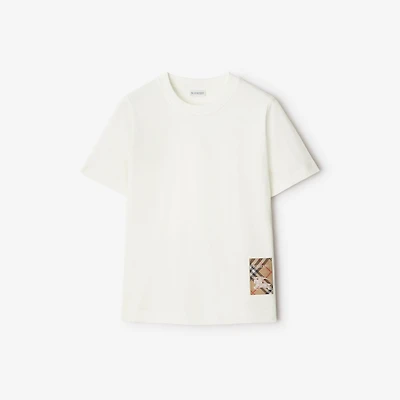 Check Label Cotton T-shirt in Chalk white - Women | Burberry® Official