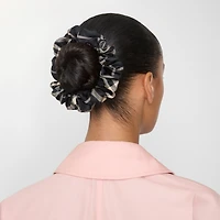 Check Silk Scrunchie in Black/calico | Burberry® Official