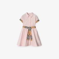 Check Trim Cotton Shirt Dress in Ice pink | Burberry® Official