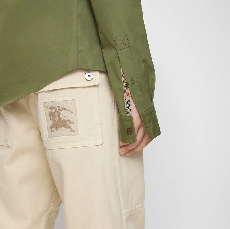 Regular Fit Cotton Poplin Shirt in Pasture green - Men | Burberry® Official