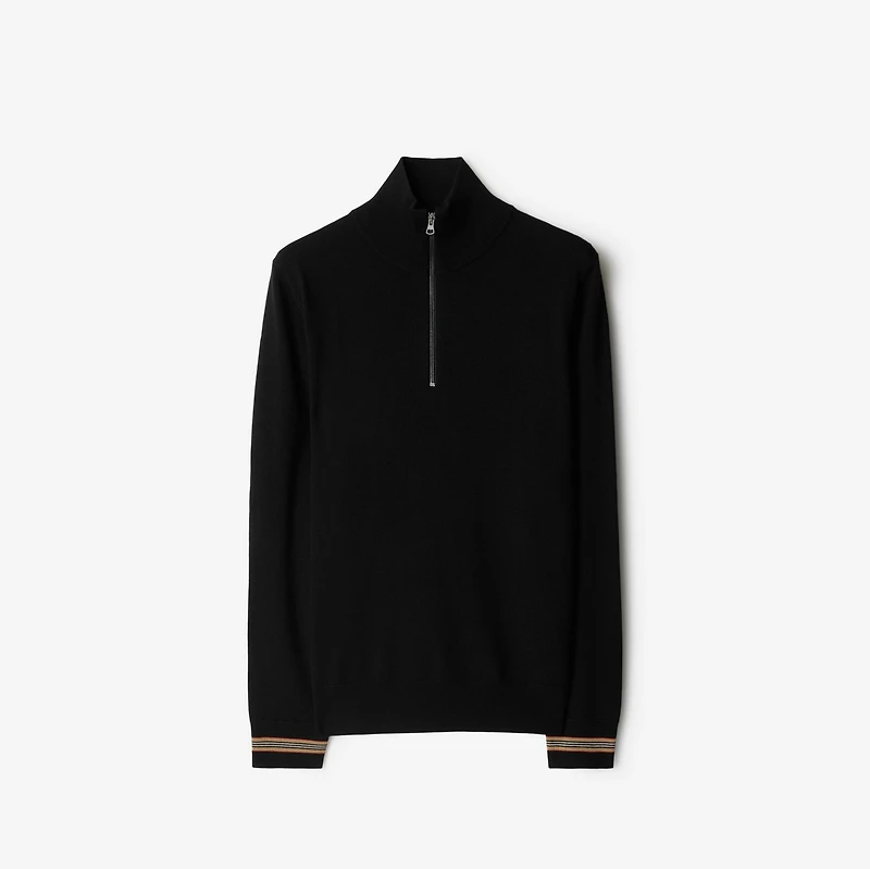 Wool Half-zip Sweater in Black - Men | Burberry® Official