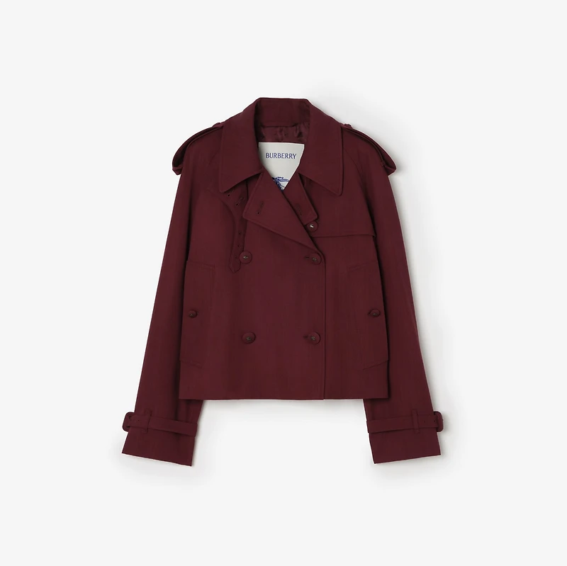 Cropped Wool Mayfair Trench Jacket in Vineyard red - Women | Burberry® Official
