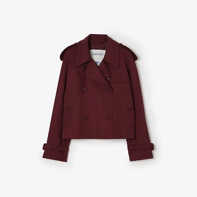 Cropped Wool Mayfair Trench Jacket in Vineyard red - Women | Burberry® Official