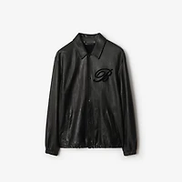 Cursive Logo Leather Overshirt in Black - Men | Burberry® Official