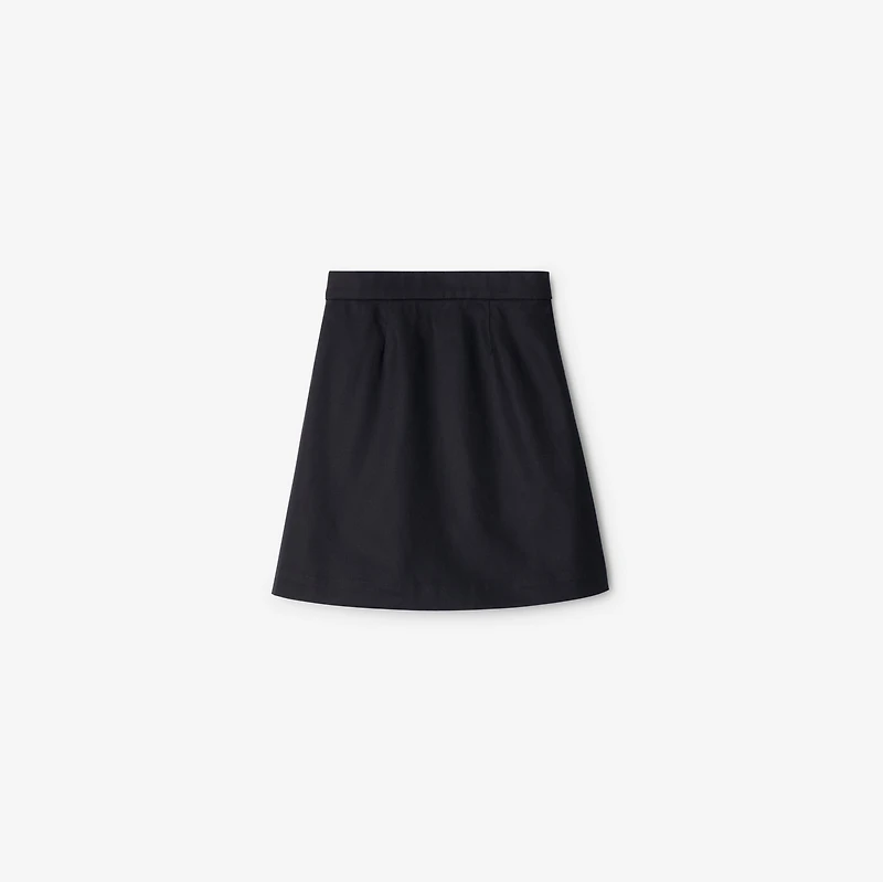 Pleated Cotton Blend Skirt in Storm blue | Burberry® Official