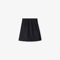 Pleated Cotton Blend Skirt in Storm blue | Burberry® Official