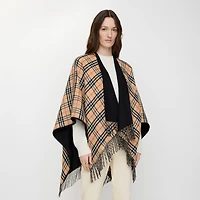 Reversible Check Wool Cape in /sand beige | Burberry® Official