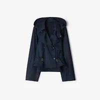Satin Hooded Trench Jacket in Navy - Women, Nylon | Burberry® Official