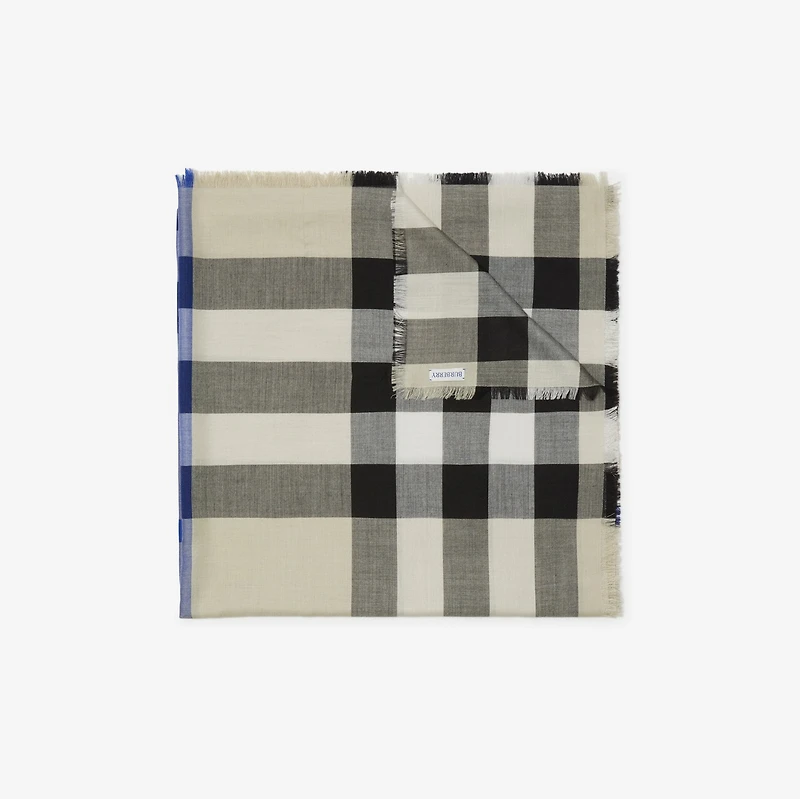 Check Cashmere Silk Scarf in Lichen | Burberry® Official