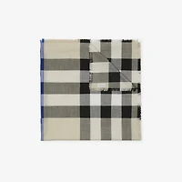 Check Cashmere Silk Scarf in Lichen | Burberry® Official