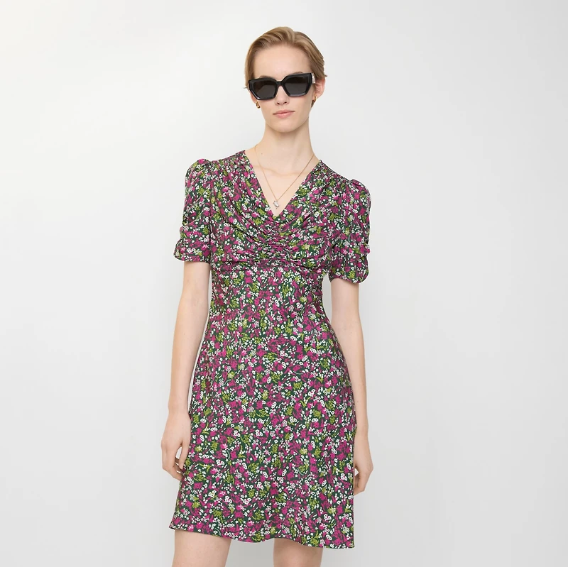 Ditsy Floral Silk Mini Dress in Petunia pink - Women | Burberry® Official