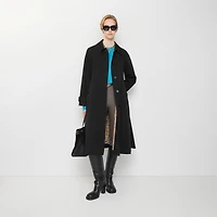 Long Gabardine Ellingham Fit-and-flare Car Coat in Black - Women, Cotton Gabardine | Burberry® Official