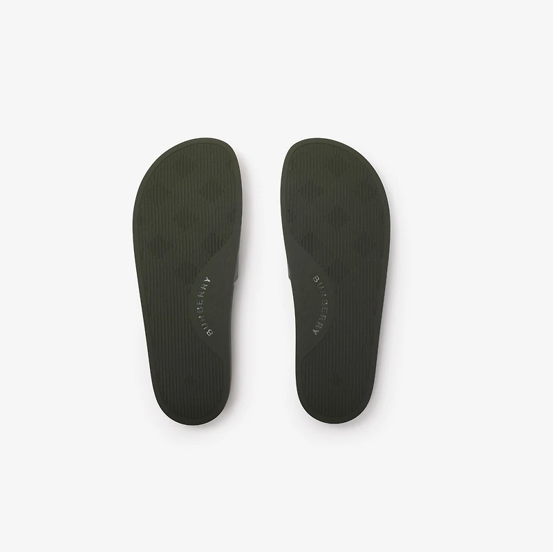 Check Slides in Thicket green - Men | Burberry® Official