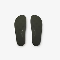 Check Slides in Thicket green - Men | Burberry® Official