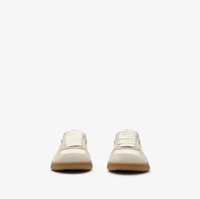 Leather, Suede and Check Terrace Sneakers​ in Dove beige/grey/sand beige - Men | Burberry® Official