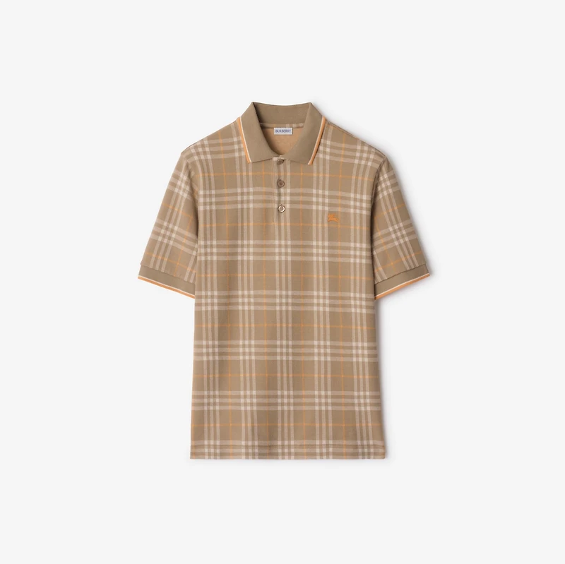 Check Cotton Polo Shirt in Broom brown - Men | Burberry® Official