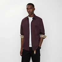 Regular Fit Cotton Poplin Shirt in Wine red - Men | Burberry® Official