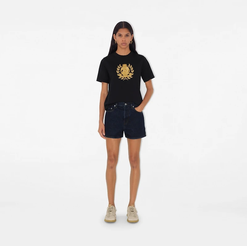 B Crest Cotton T-shirt in Black - Women | Burberry® Official