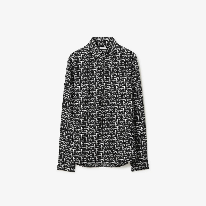 B Silk Shirt in Silver/black - Men | Burberry® Official