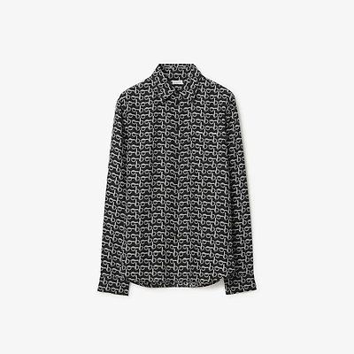 B Silk Shirt in Silver/black - Men | Burberry® Official