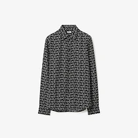 B Silk Shirt in Silver/black - Men | Burberry® Official