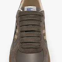 Leather, Suede and Check Terrace Sneakers​ in Tower grey/sand beige - Men | Burberry® Official