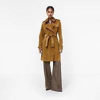 Mid-length Suede Kensington Trench Coat in Tan brown - Women | Burberry® Official