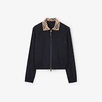 Gabardine Glenfields Harrington Jacket in Navy - Men, Cotton | Burberry® Official