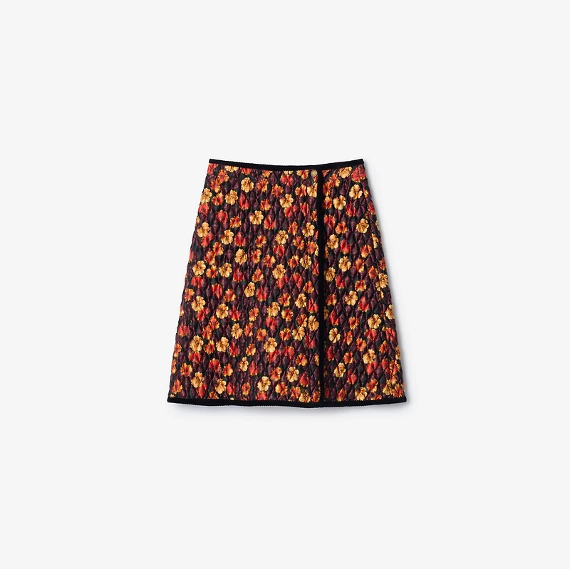 Geranium Leaf Quilted Nylon Skirt in Poppy red - Women | Burberry® Official