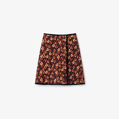 Geranium Leaf Quilted Nylon Skirt in Poppy red - Women | Burberry® Official