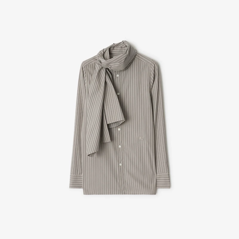 Striped Cotton Scarf Shirt in Palma - Women | Burberry® Official