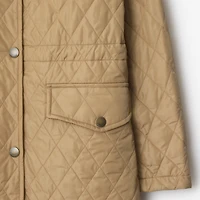 Quilted Nylon Hooded Coat in Flax beige - Women | Burberry® Official