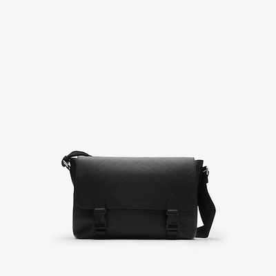 Embossed Check Buckled Messenger Bag​ in Black - Men, Leather | Burberry® Official